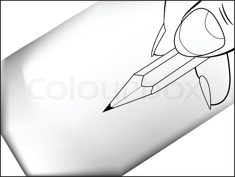 800x604 Drawing A Hand With A Pencil Stock Vector Colourbox