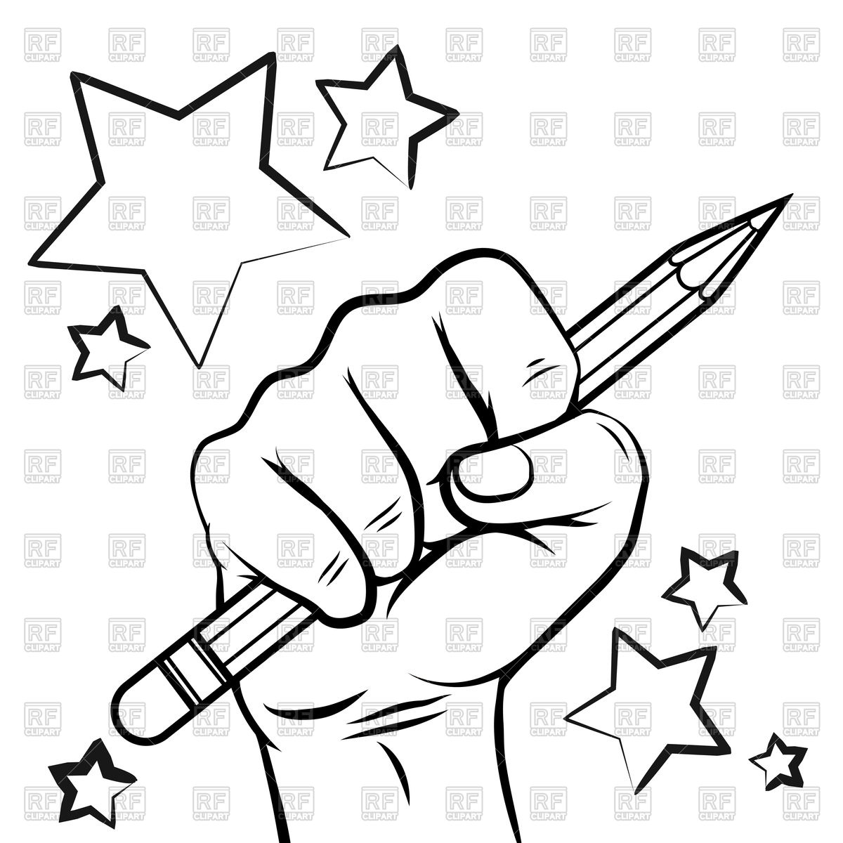 1200x1200 Hand Holding Pencil Old School Style Royalty Free Vector Clip Art