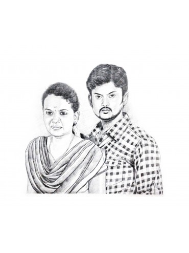370x493 Couple Pencil Sketch Portrait