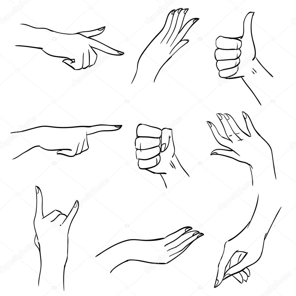 1024x1024 Set Of Hands And Fingers In Different Positions And Gestures