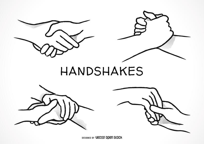 805x570 Hand Drawn Handshakes Set