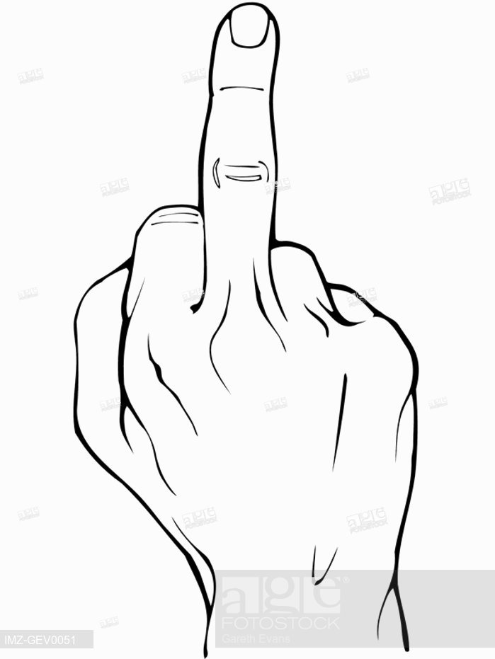 699x931 A Black And White Drawing Of A Human Hand With Middle Finger