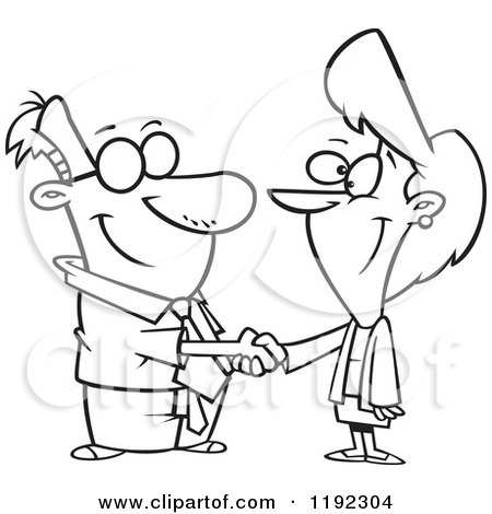 450x470 Cartoon Black And White Line Art Of A Business Man And Woman