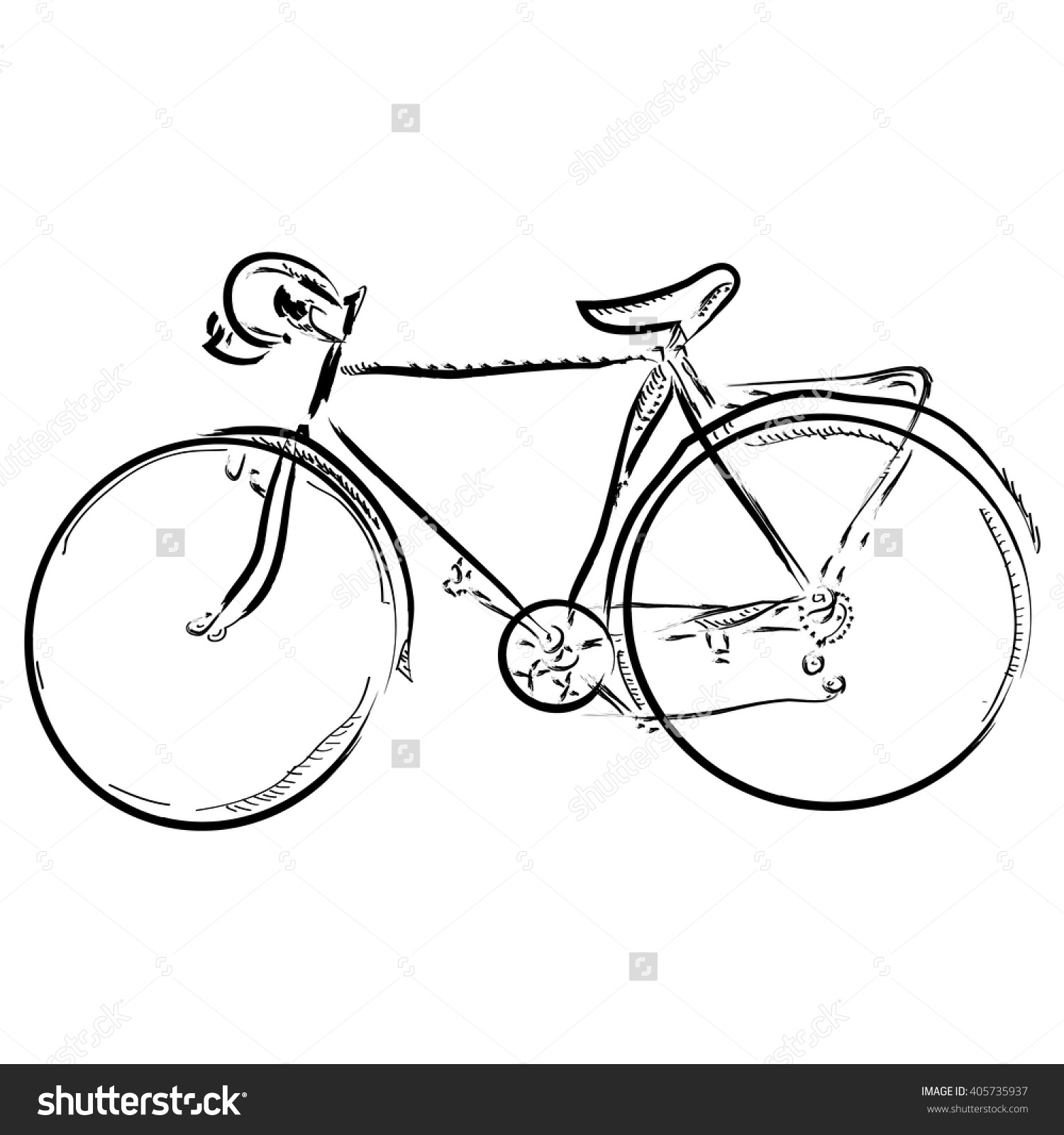 1500x1600 Simple Drawing Of A Bike Hand Draw Simple Sketch Bike Vector Stock
