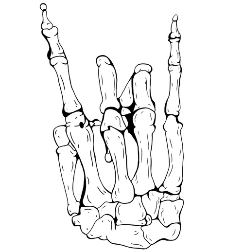500x518 Skeleton Hand. Rock Sign