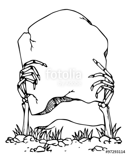 408x500 Hand Draw Of Skeleton Hand Holding The His Grave With Space