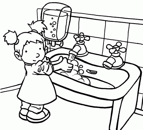600x544 A Sink Is For Hand Washing Coloring Page