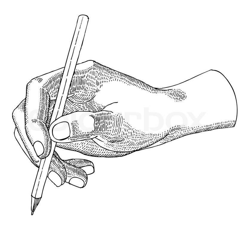 800x800 Hand With A Pencil Stock Vector Colourbox