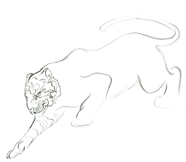 600x523 How To Draw A Tattoo Style Tiger With Colored Pencils