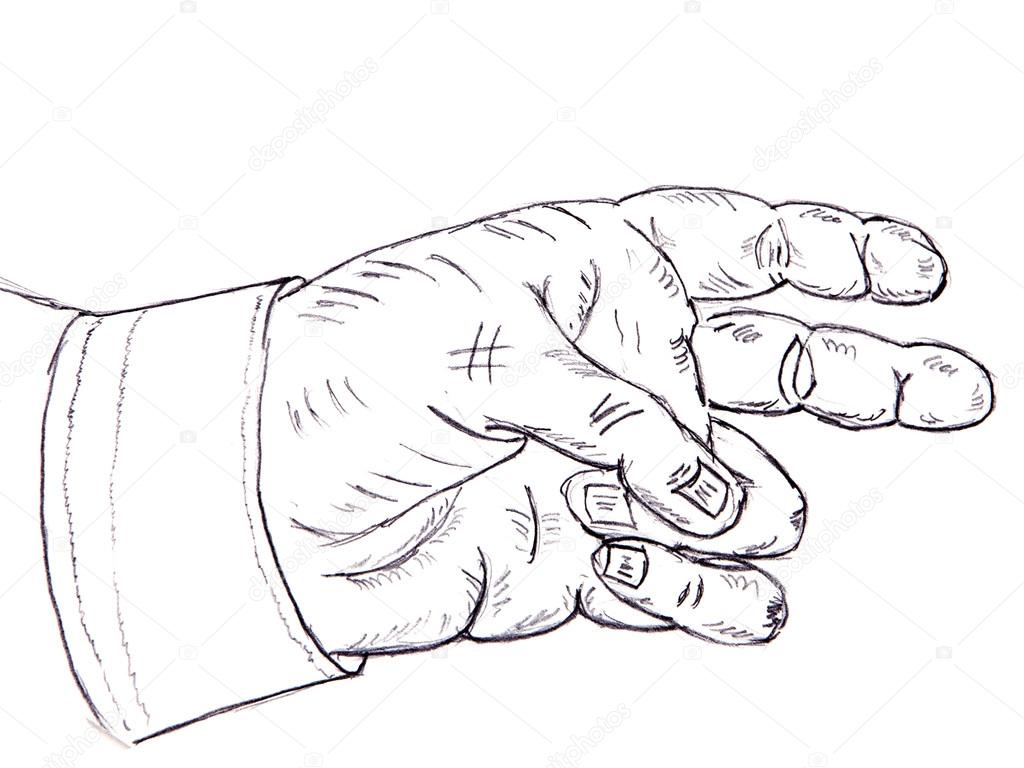 1024x768 Pencil Drawing. Human Hand Stock Photo Agibalova57