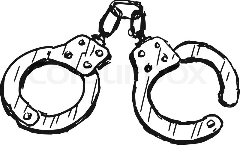 800x484 Hand Drawn, Doodle Illustration Of Handcuffs Stock Vector