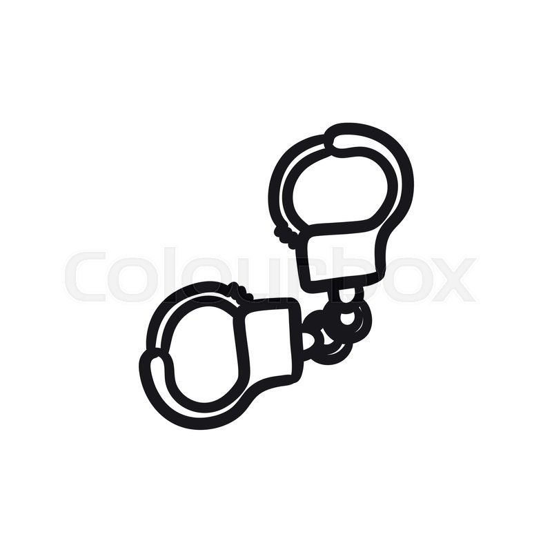 800x800 Handcuffs Vector Sketch Icon Isolated On Background. Hand Drawn