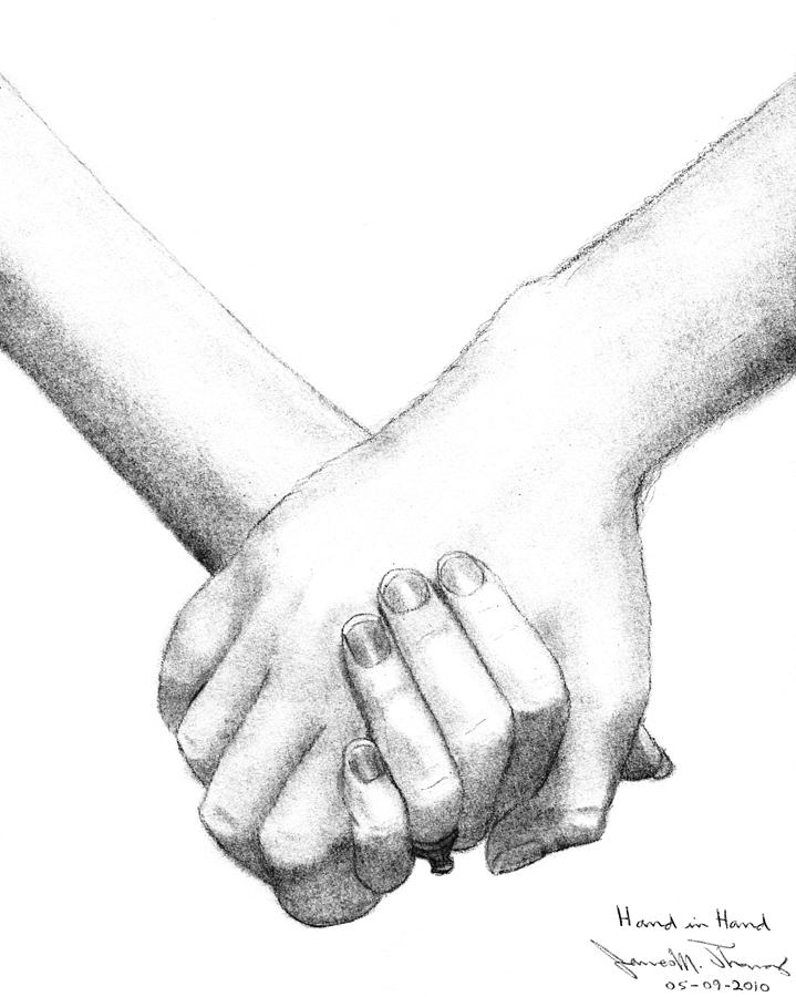 719x900 Hand In Hand Drawing By James M Thomas