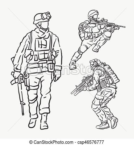 434x470 Soldier Army Action Hand Drawing. Good Use For Symbol, Web