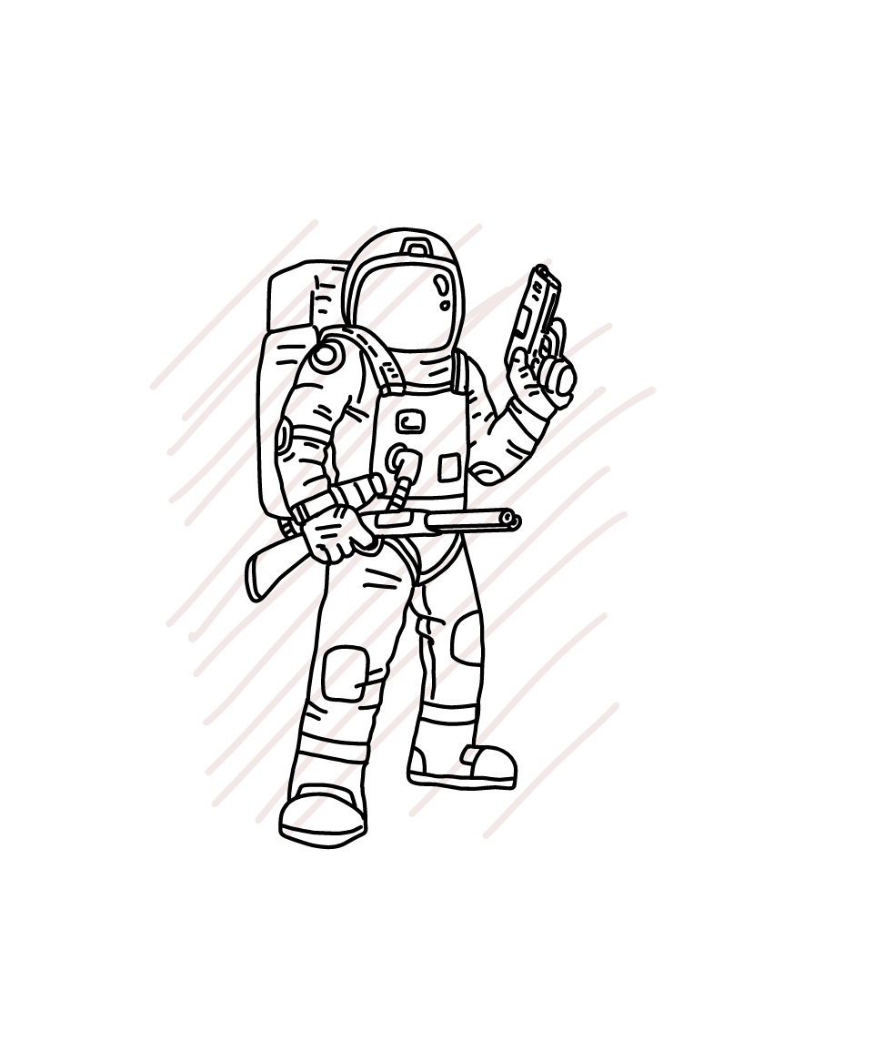 972x1144 Astronaut Holding Pistol And Shortgun