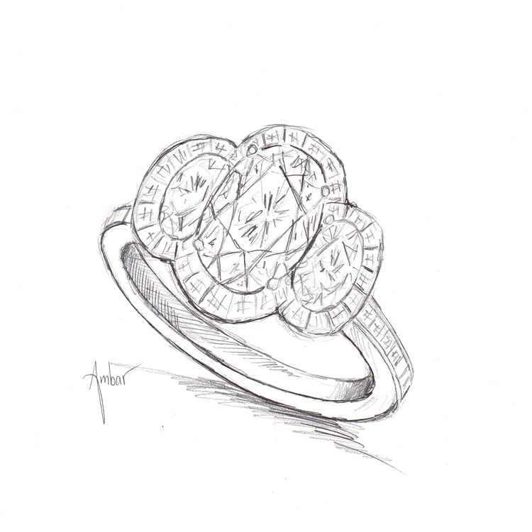 750x750 Custom Made Engagement Rings Drawing For A Radiant Diamond