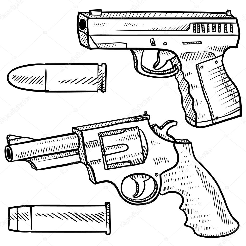 1024x1024 Handguns Sketch Stock Vector Lhfgraphics