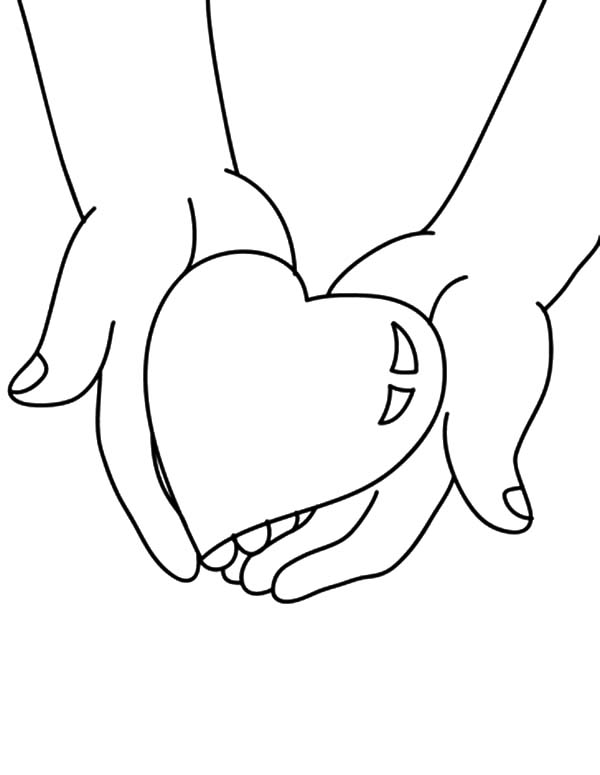 600x775 Hands Holding Big Heart Coloring Pages Hands Holding Big Heart