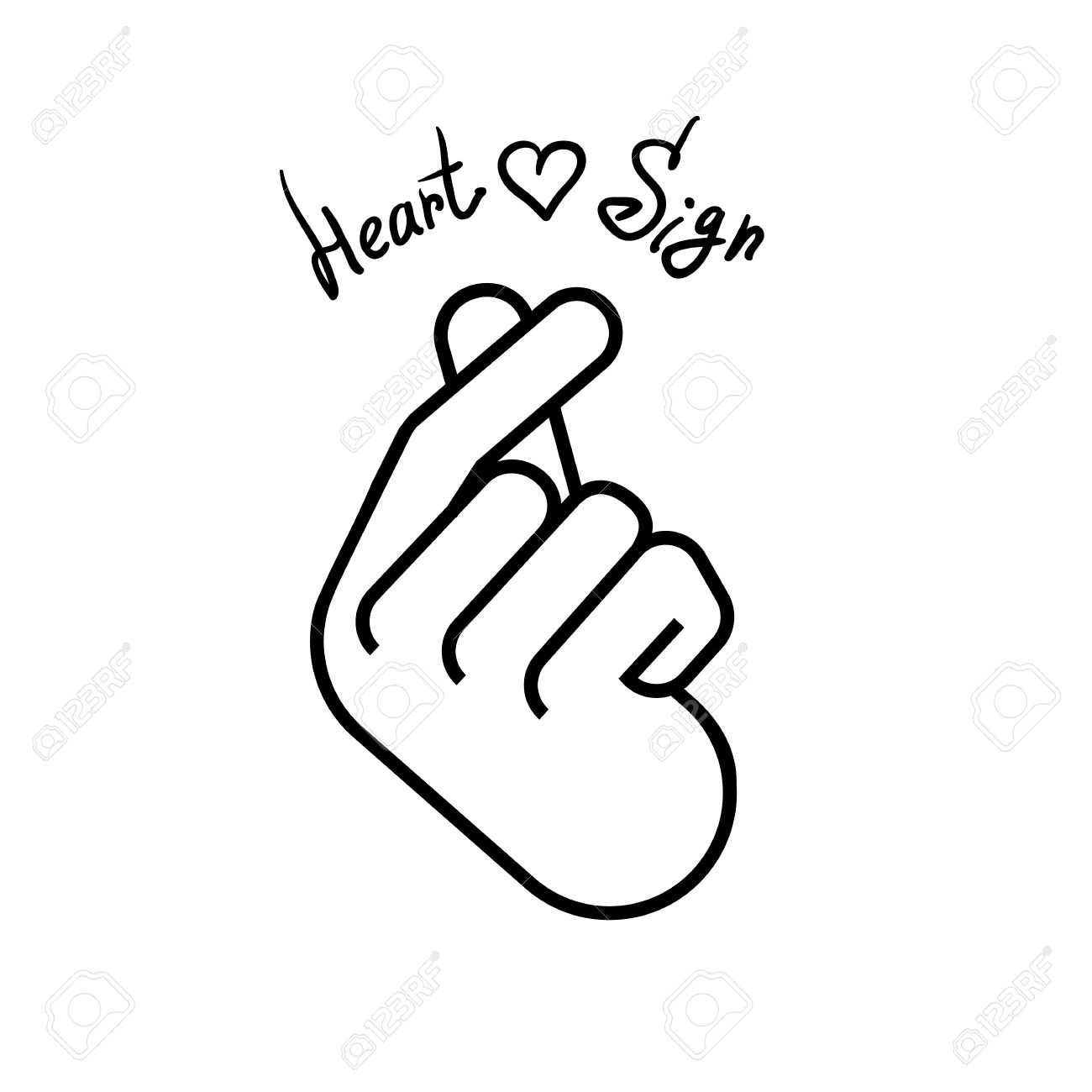 1300x1300 Illustration. Korean Symbol Hand Heart, A Message Of Love Hand