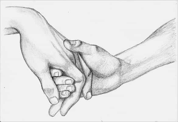 Hands Holding A Heart Drawing