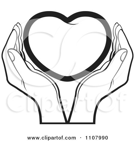 450x470 Clipart Black And White Hands Holding A Heart