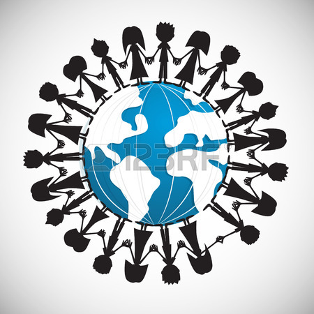 450x450 People Holding Hands Around Globe Royalty Free Cliparts, Vectors