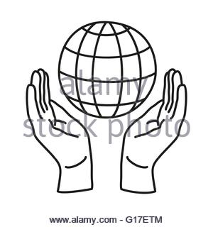 300x320 Two Hands Holding Globe Icon Drawn In Chalk Stock Vector Art