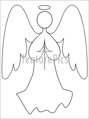 375x500 Illustration Of Angel Line Drawing