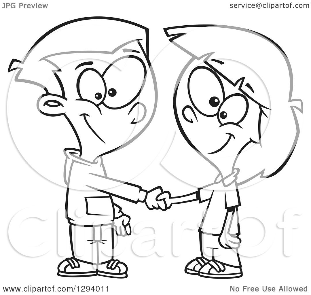 1080x1024 Lineart Clipart Of A Black And White Cartoon Happy Boy And Girl