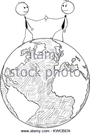 300x447 Vector Art Drawing Of Shaking Hands Of Two Male People Stock