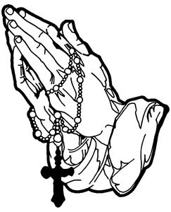 243x300 Rosary Praying Hands Vinyl Decal Solid Black Background Size 100mm