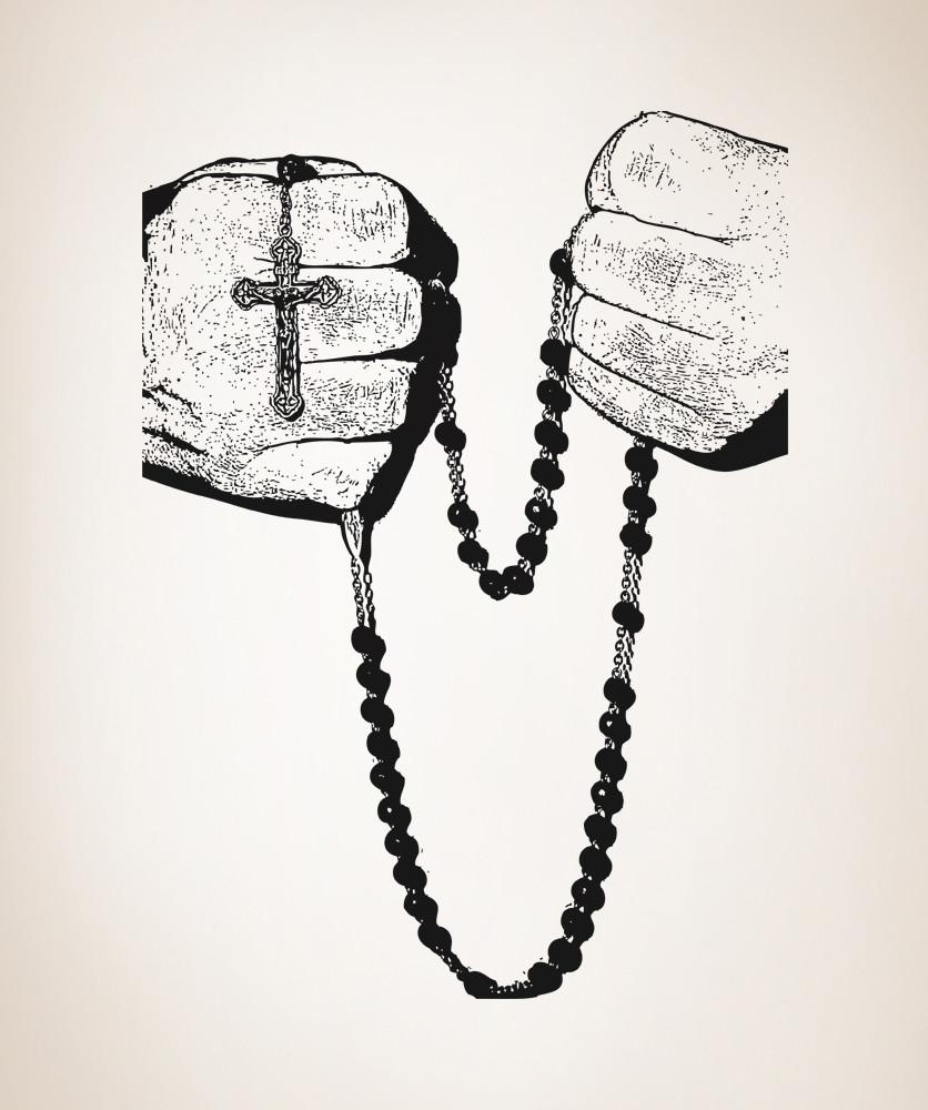 836x1000 Vinyl Wall Decal Sticker Rosary Hands