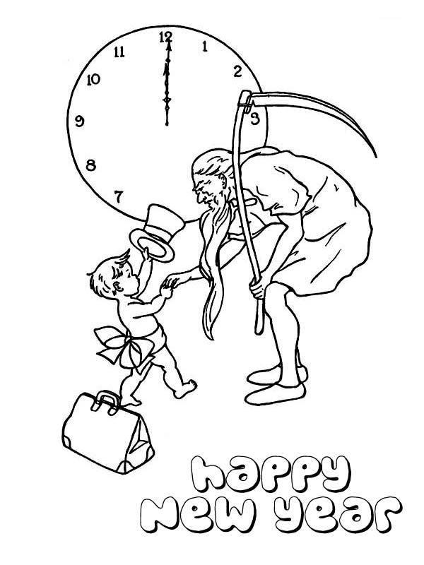 600x800 Cute Baby New Year Doing Handshake With Father Time On 2015 New