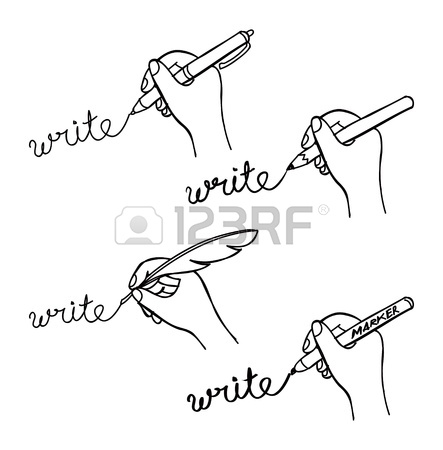 443x450 Hand Holding Pencil Sketch Isolated On White Background Vector