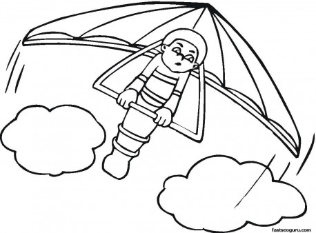 458x338 Kids Coloring Pages Hang Glider Print Out