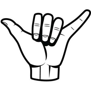 Hang Loose Hand Sign Sketch Coloring Page