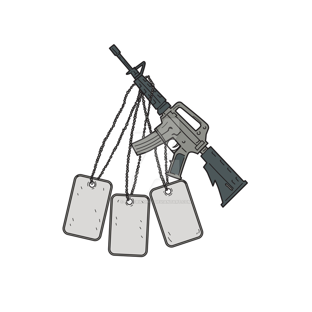 1024x1024 M4 Carbine Dog Tags Hanging Drawing By Apatrimonio
