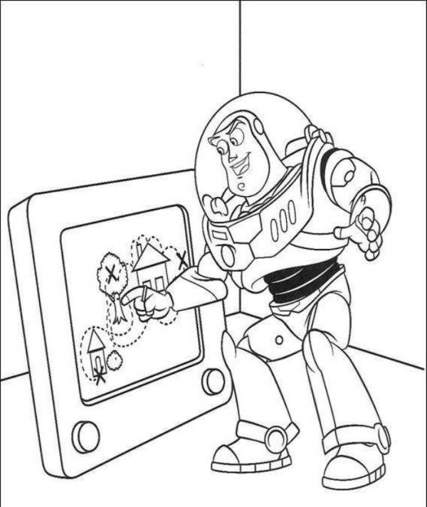 600x713 Toy Story 2 Buzz Hanging On Truck Coloring Pages Preschool