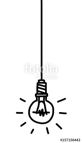 286x500 Hanging Light Bulb Cartoon Vector Illustration, Black
