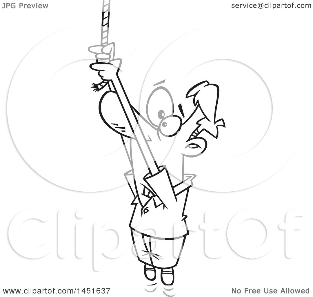 1080x1024 Clipart Graphic Of A Cartoon Black And White Lineart Man Hanging