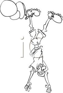 205x300 Black And White Cartoon Of A Man Hanging Upside Down