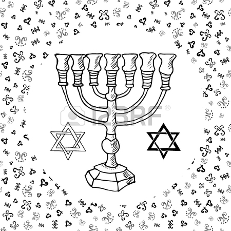 450x450 Hand Drawn Sketch Of Traditional Jewish Religious Symbols, Hand