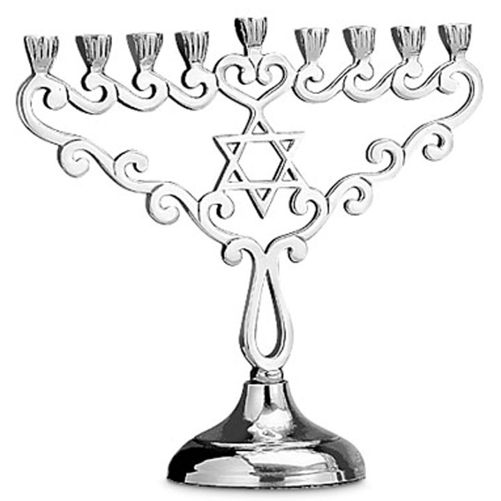 720x720 Aluminum Menorah With Star Of David
