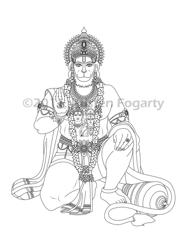 600x800 Hanuman Line Art By Kv Arts