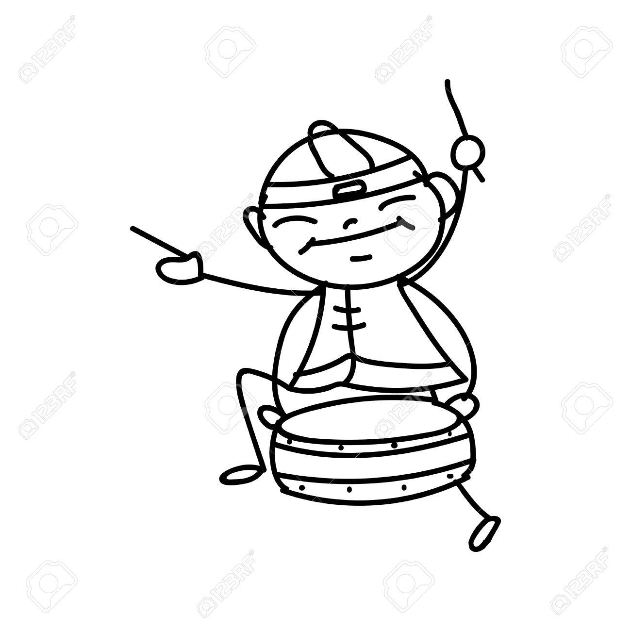 1300x1300 Hand Drawing Chinese New Year Cartoon Character Happiness Concept