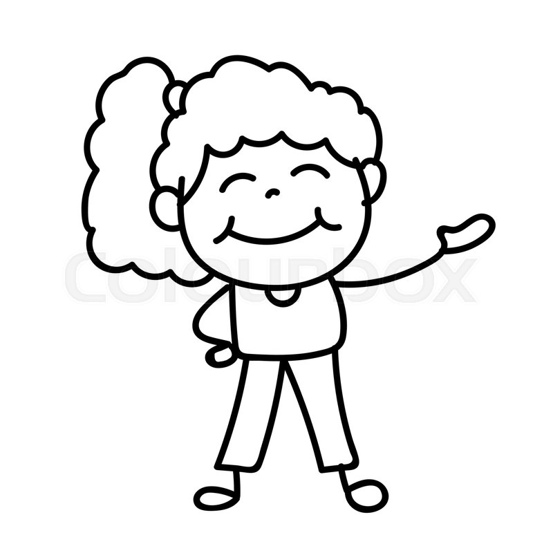 800x800 Hand Drawing Happy People, Girl Smile And Happiness Life, Vector