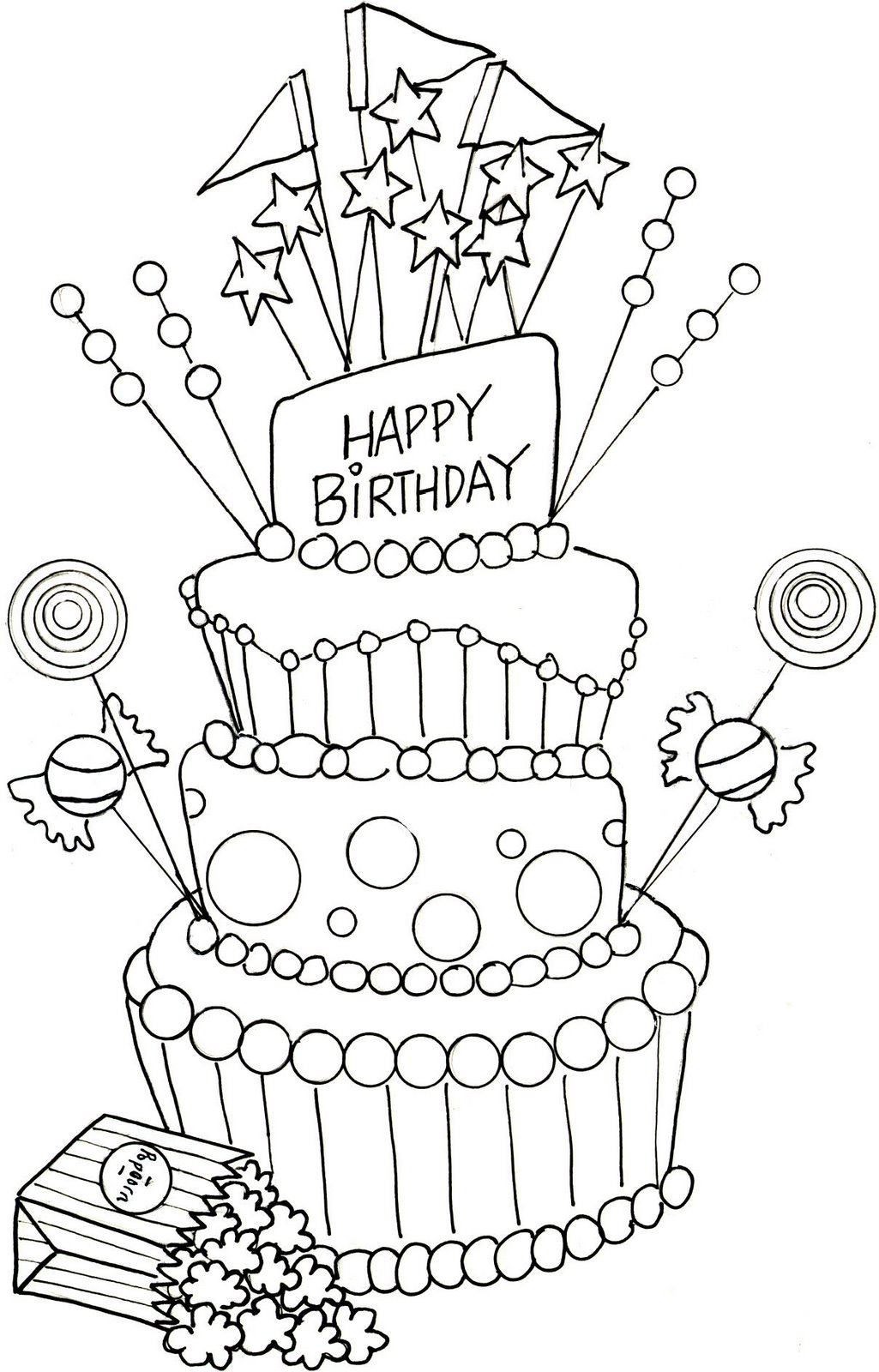 Happy Birthday Cake Drawing at GetDrawings | Free download