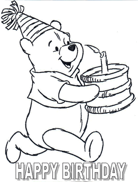 573x757 Pooh Birthday Card Coloring Page Crafts Amp School