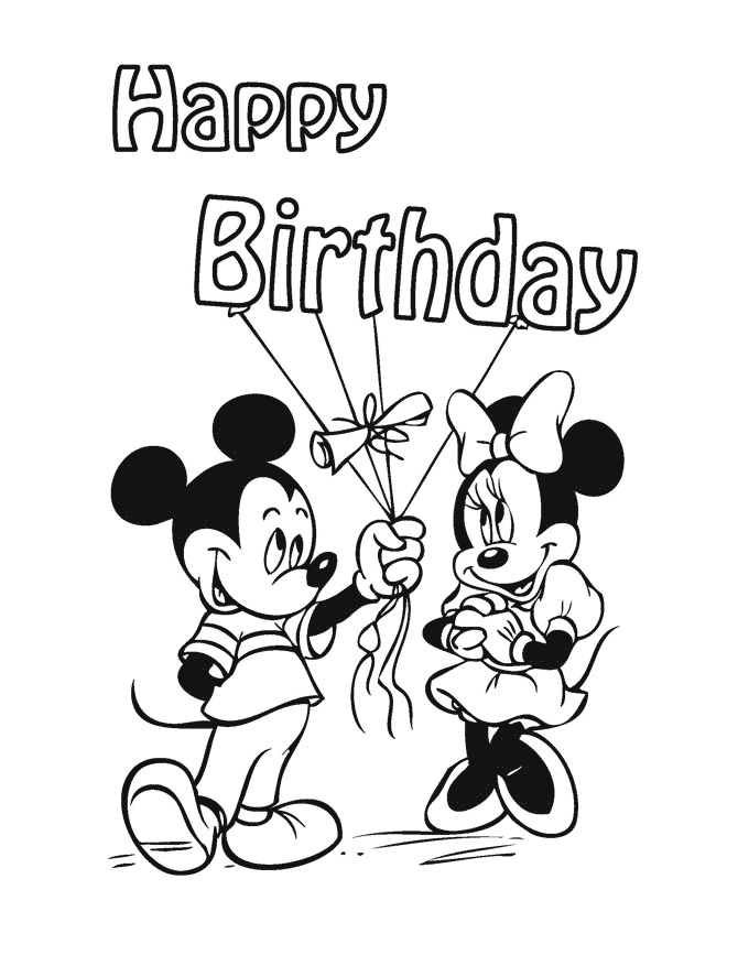 670x867 Mickey Mouse Happy Birthday Coloring Page H Amp M Coloring Pages