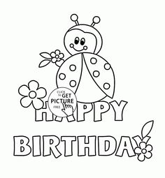 236x255 Happy Birthday Card With Ladybug Coloring Page For Kids, Holiday